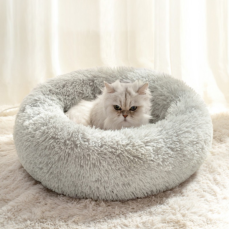 Faux Fur Pet Bed Factory - Washable Round Calming Fluffy Plush Customized Dog Bed