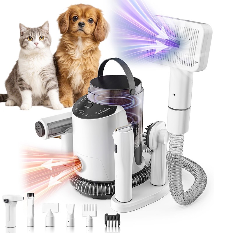 Dog Grooming Kit Supplier - 9-in-1 Electric Clippers Adjustable Airflow Vacuum Cleaner