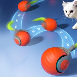 USB宠物玩具生产厂家-360°旋转滚动球扭动爬行猫玩具