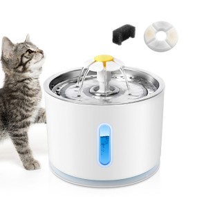 Cat Water Dispenser Manufacturer - 2.4L Stainless Steel Automatic LED Light Fountain