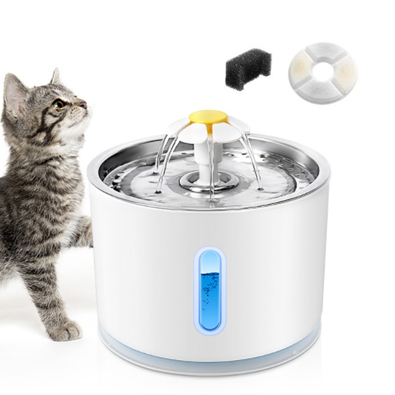 Cat Water Dispenser Manufacturer - 2.4L Stainless Steel Automatic LED Light Fountain
