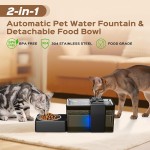 自动猫饮水喂食器供应商-2.2L二合一不锈钢BPA免费