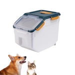 Pet Food Storage Box Factory - 15kg Plastic Dispenser with Wheels Mobile