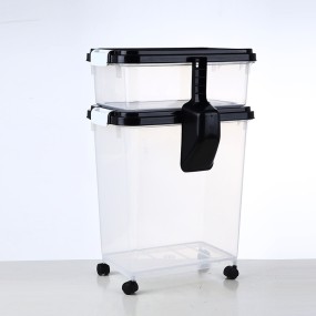 宠物食品容器供应商-30L10L组合密封可堆叠带勺