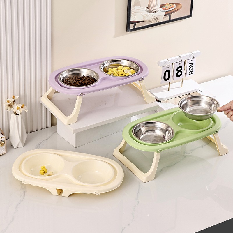 Dog Cat Feeding Plate Manufacturer - Double Foldable Bowl Neck Protection Anti-Knock