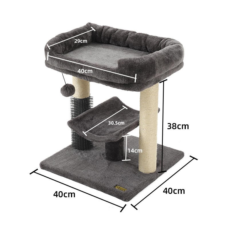 Cat Tower Manufacturer - Dark Gray Plush Wood Scratcher