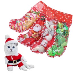 圣诞猫玩具供应商-6装袜子小猫礼品套装互动