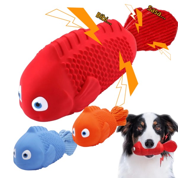 尼莫狗玩具生产厂家-沙纸发声小丑鱼橡胶大型犬