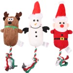 发声绳玩具供应商-雪人毛绒圣诞狗玩具定制