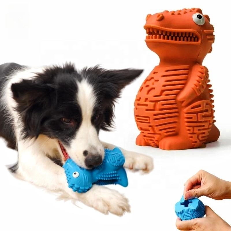 Dinosaur Dog Toy Supplier - Rubber Teething Treat Dispensing Puzzle Toy