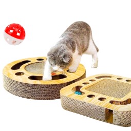 猫忙碌盒生产厂家-纸板抓板球轨环保木质材料