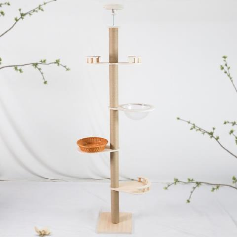 Cat Climbing Tower Supplier - Luxury Wooden Floor to Ceiling Scratching Posts