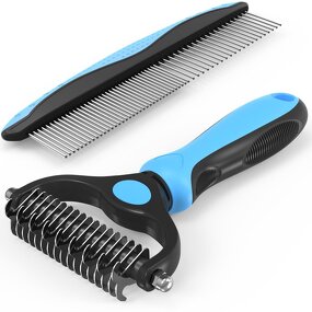 Pet Grooming Rake Supplier - Double-Sided Long Hair Deshedding Dematting