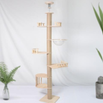 猫爬架源头工厂-实木黄麻柱剑麻抓板猫树
