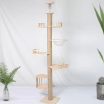 猫爬架源头工厂-实木黄麻柱剑麻抓板猫树