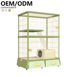 Cat Cage Supplier - Deluxe Double-Deck Large Space Enclosed