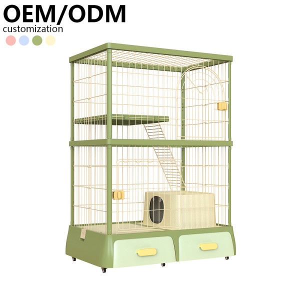 Cat Cage Supplier - Deluxe Double-Deck Large Space Enclosed