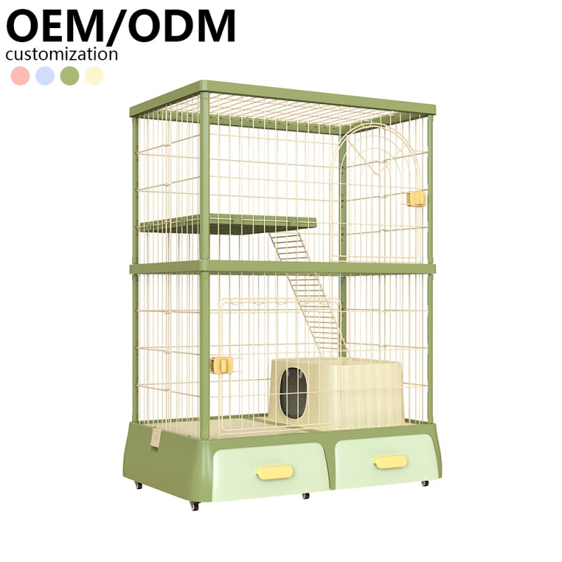 Cat Cage Supplier - Deluxe Double-Deck Large Space Enclosed