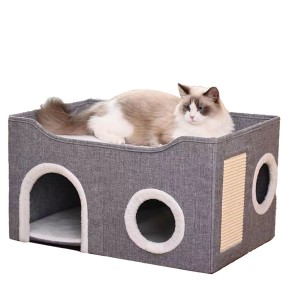 猫床供应商-双层猫砂盆绒面现代