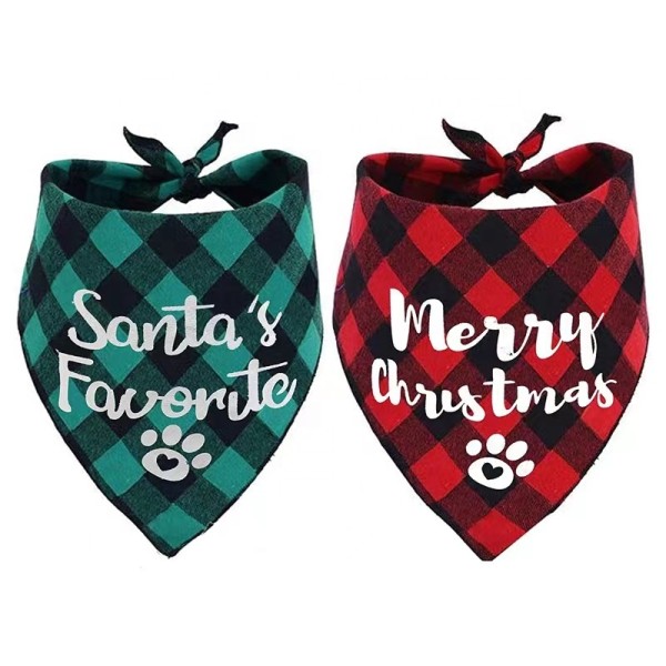 Pet Dog Bandana Supplier - Red Black Plaid Puppy Kerchief