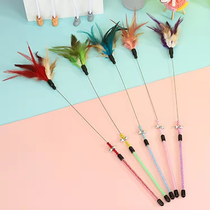 Cat Teaser Toy Manufacturer - Eco-Friendly PVC Spring Bell Feather Wand