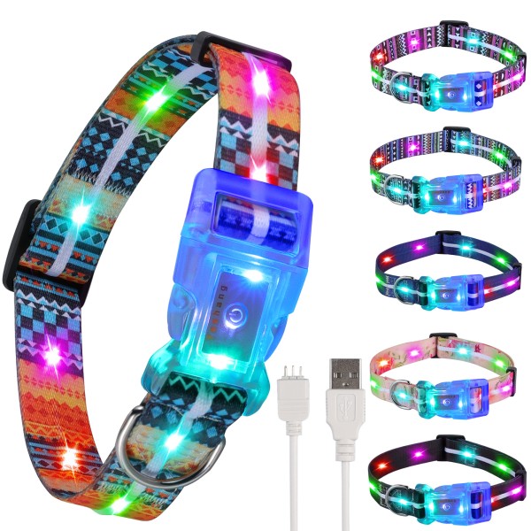 Scrolling Display Dog Collar Factory - USB Rechargeable LED Flash Multi Dog