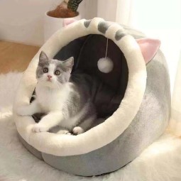 猫窝供应商-通用四季半封闭宠物别墅可拆洗犬舍床
