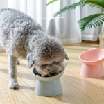 猫喂食器供应商-可爱斜颈保护喂食器猫碗宠物用品