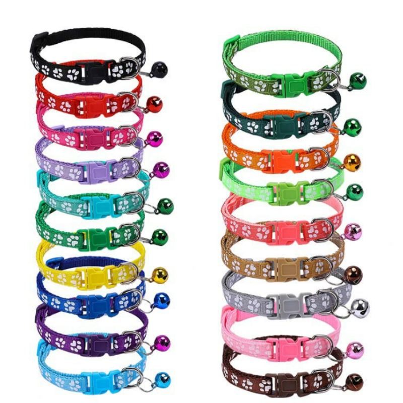 Pet Collar Supplier - Footprint Sticker Collar Dog Neck Cat Bell Collar