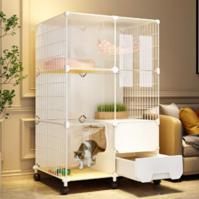 Cat Cage Supplier - Factory High Quality Metal Iron with Litter Box Wheels