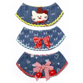 Pet Bandana Manufacturer - Korean Style Cute Red Bow Denim