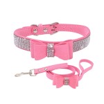 宠物项圈供应商-蝴蝶结闪亮水钻皮革