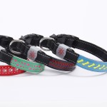 LED宠物项圈厂家-压花PU皮革多色