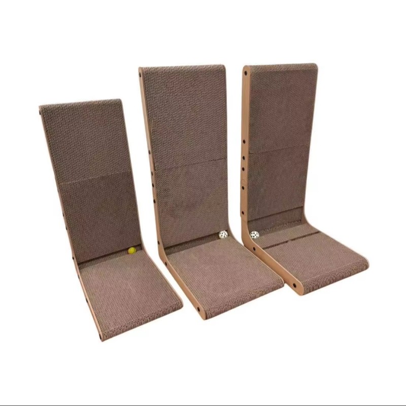Corrugate Cat Scratcher Manufacturer - L Shape Foldable Wood Edge