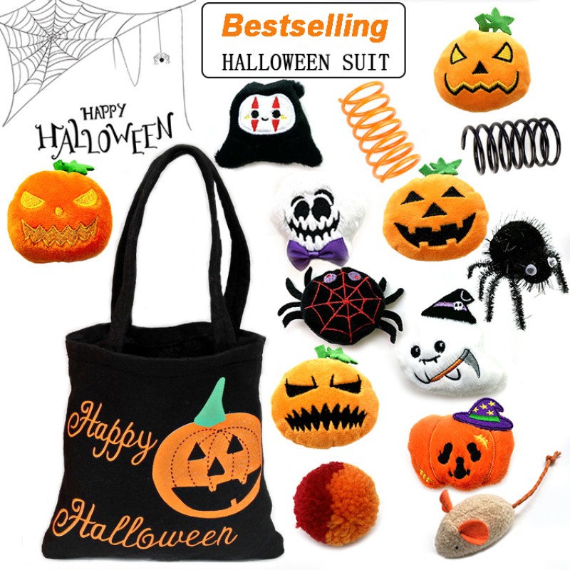 万圣节猫玩具工厂-畅销绒面娃娃咬胶