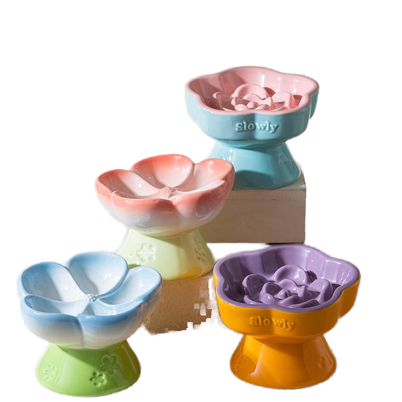 Ceramic Pet Bowl Manufacturer - High Footed Slanted Mouth Nutrition