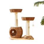 猫爬架供应商-实木太空舱藤编