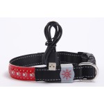 LED宠物项圈厂家-压花PU皮革多色