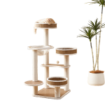 猫爬架供应商-实木太空舱藤编