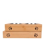 Pet Double Bowl Factory - Wholesale Ceramic Stainless Steel Bamboo Frame