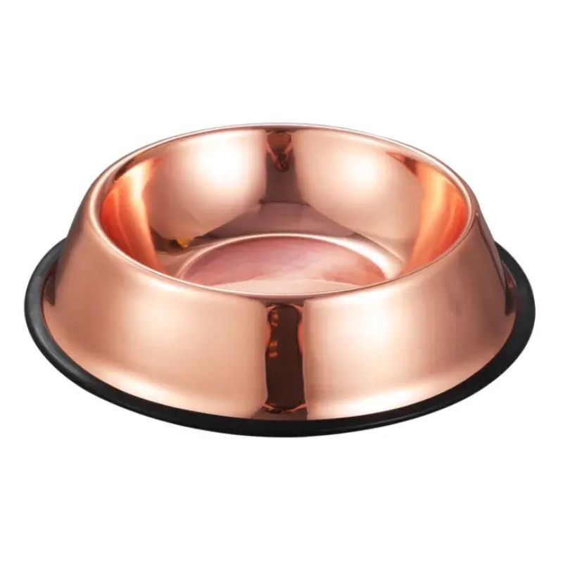 Pet Eating Bowl Supplier - Rose Gold Stainless Steel Cat Food Basin Dog
