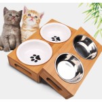 Pet Double Bowl Factory - Wholesale Ceramic Stainless Steel Bamboo Frame