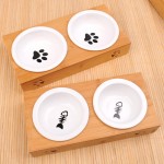 Pet Double Bowl Factory - Wholesale Ceramic Stainless Steel Bamboo Frame