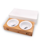 Pet Double Bowl Factory - Wholesale Ceramic Stainless Steel Bamboo Frame