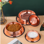 Pet Eating Bowl Supplier - Rose Gold Stainless Steel Cat Food Basin Dog
