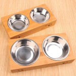 Pet Double Bowl Factory - Wholesale Ceramic Stainless Steel Bamboo Frame