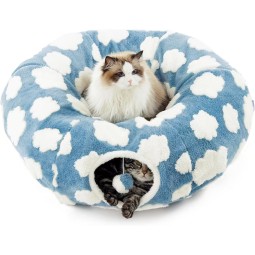 Cat Tunnel Bed Supplier - New Fashion Blue Velvet Foldable Central Cushion