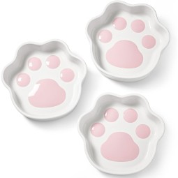 Ceramic Cat Bowl Factory - 8 Oz Shallow Paw Feeder Customized Logo Easy Clean