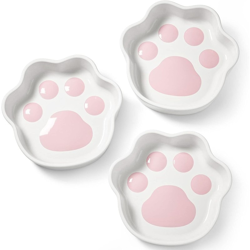 Ceramic Cat Bowl Factory - 8 Oz Shallow Paw Feeder Customized Logo Easy Clean