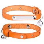 Cow Leather Pet Collar Manufacturer - Adjustable Personalized ID Plate Anti-Lost